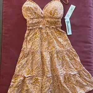 No Boundaries Women's Yellow and White Mini Dress